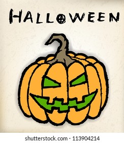 Halloween poster with hand draw jack-o-lantern