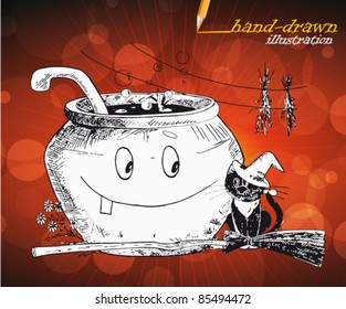 halloween poster - hand-drawn illustration