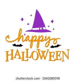 Halloween poster with hat of witch 