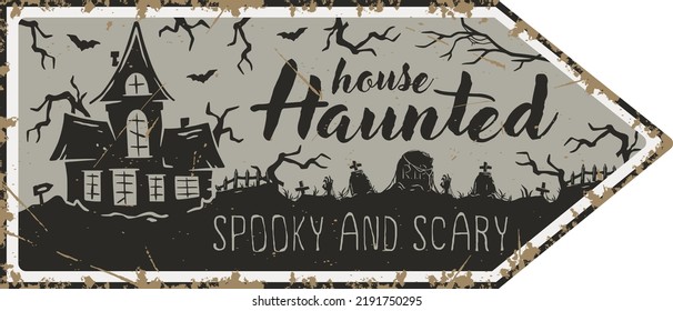 Halloween poster with house or fear home. Night spooky haunted house for dark party design fo happy halloween