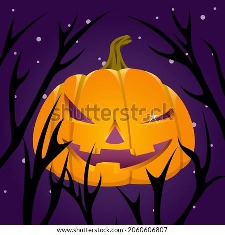Halloween poster. An image of a sinister pumpkin. Vector illustration.