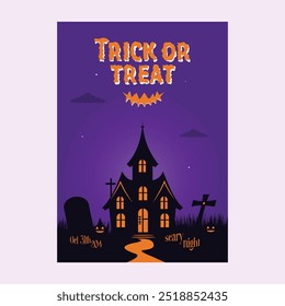 Halloween, poster invitation template vector illustration, minimal design