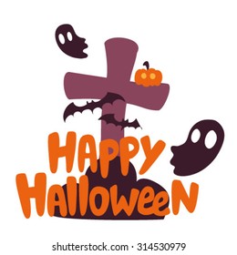 Halloween poster isolated on white background. Vector illustration