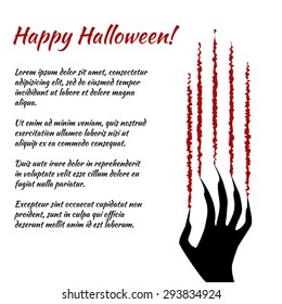 halloween poster  with message and  scratch on white background .vector illustration