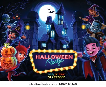 halloween poster for party illustration cartoon