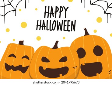 Halloween poster. Pumpkin cartoon vector. Halloween vector background. Pumpkin face.