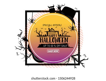 Halloween Poster. Halloween sale banner modern design background
