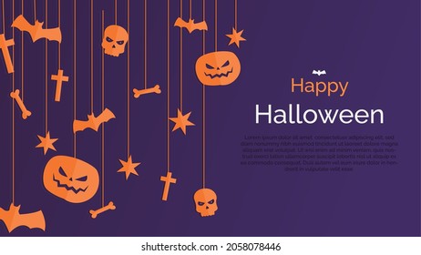 Halloween Poster With Scary Elements On A Dark Background Suitable For Websites And Desktop