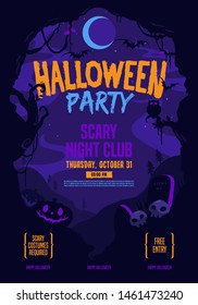 halloween poster scary night club purple theme