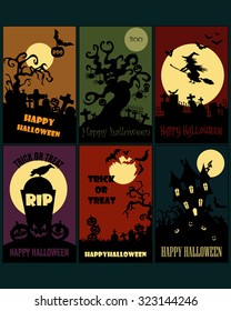 Halloween poster set vector illustration