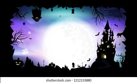 Halloween, poster, silhouette fantasy abstract background vector illustration