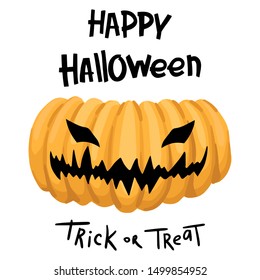 Halloween poster, simple design for greeting card or holiday party invitation. Element for flyer, banner or card. Decor for design, isolated objects on a white background. Cartoon flat style drawing