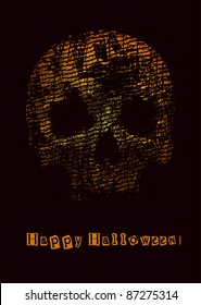 halloween poster with skull. vector illustration.