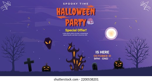 Halloween Poster spooky or banner template design