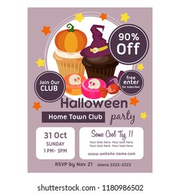 halloween poster with sweets and candy