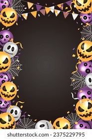 Halloween poster template illustration with balloon motif (A4 size portrait) | no text