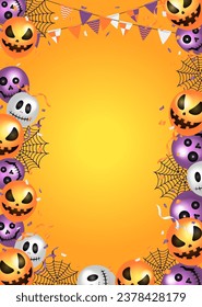 Halloween poster template illustration with balloon motif (A4 size portrait) | no text
