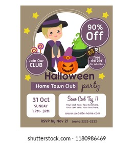 halloween poster template with kids pumpkin and treat