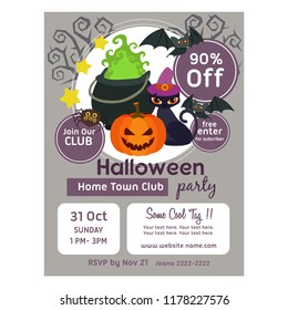 halloween poster template with pot of magic