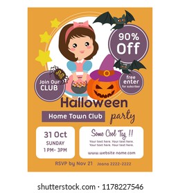 halloween poster template with snow white