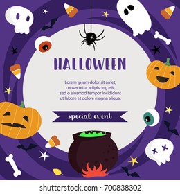 Halloween poster template for special event advertisement. Vector illustration