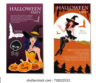 Halloween poster template for special event advertisement. Vector illustration