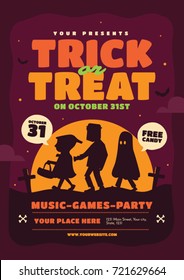 Halloween poster template. Trick or treat vector Illustration.