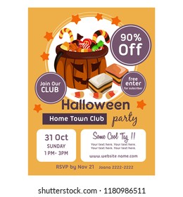 halloween poster with treats and candy