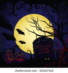 Halloween Poster. Vector illustration. Halloween background for banners or invite cards. All Saints' Eve vector template.