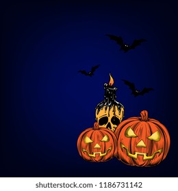 Halloween poster, wallpaper and flyer design with pumpkin and scary candle illustration.