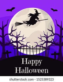 Halloween Poster Witch in the Forest Background