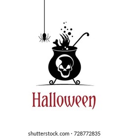Halloween poster with witch pot