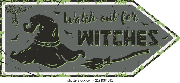 Halloween poster witchcraft witch hat for party. Magic spooky cap for happy halloween. Lid for design dark halloween party or sabbat