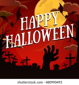 Halloween poster with zombie hand