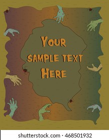 Halloween poster with zombie hands. Halloween background. Vector illustration