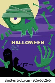 Halloween poster. Zombie with a mystical landscape. Poster.