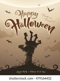 Halloween poster. Zombie party.