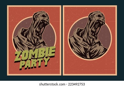 Halloween Poster. Zombie party invitation.