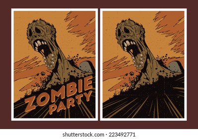 Halloween Poster. Zombie party invitation.