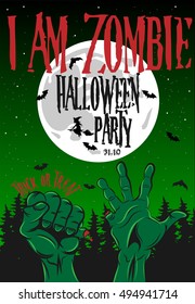 Halloween Poster I am Zombie Vector