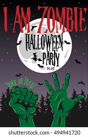 Halloween Poster I am Zombie Vector