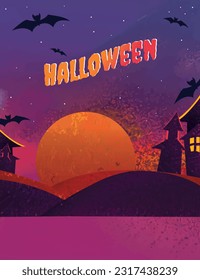 Afiches de Halloween Fondo de la noche espumosa, luz de la luna