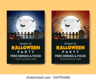 Halloween posters with cool and horror designs. Hallowen Templet party