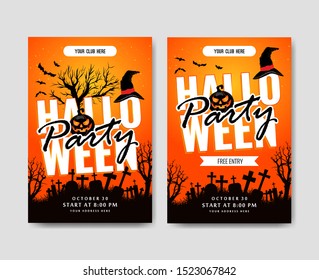 Halloween posters with cool and horror designs. Hallowen party and halloween day