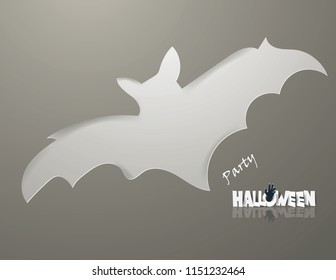 Halloween Posters party with bat on gray background,paper craft  and illustration.
