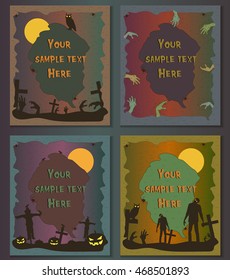 Halloween posters set. Invitation templates for Halloween Party. Halloween background. Vector illustration