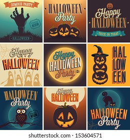 Halloween Posters set. Vector illustration.