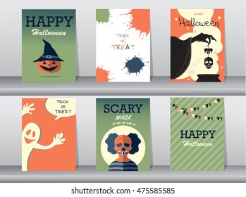 Halloween Posters set. Vector illustration.