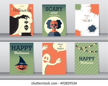Halloween Posters set. Vector illustration.