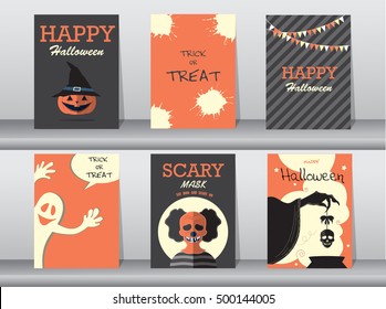 Halloween Posters set. Vector illustration.